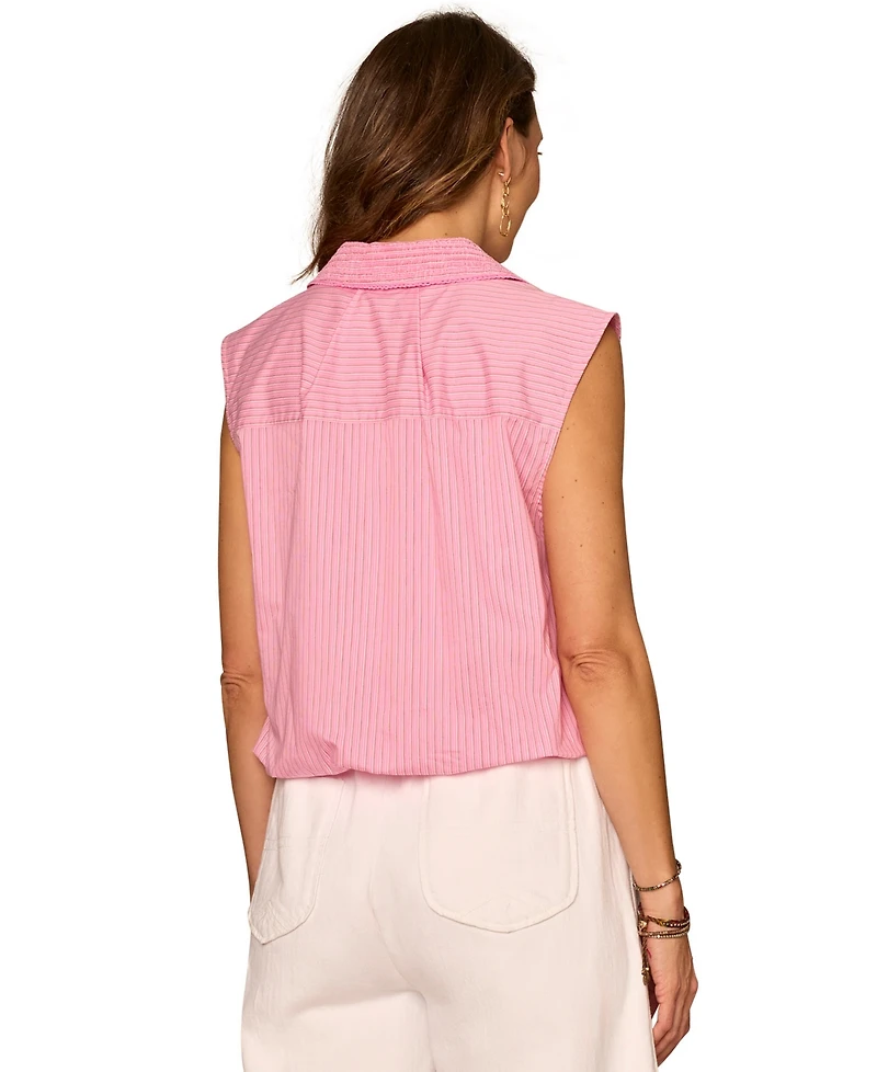 Democracy Petite Smocked Collar Woven Top