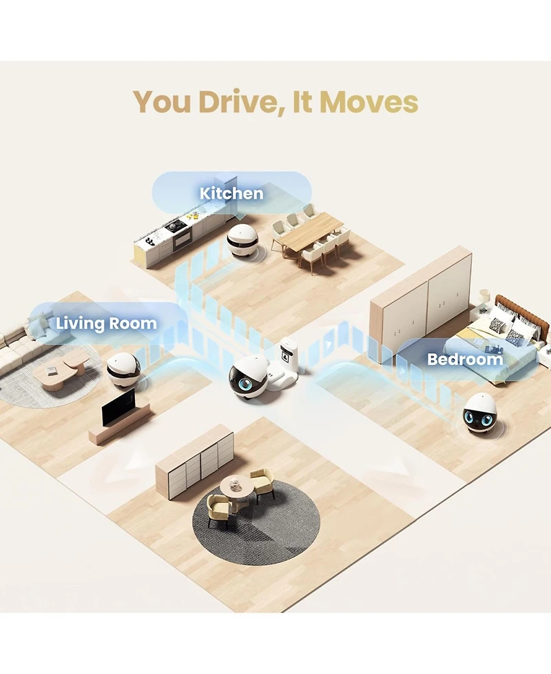 Enabot Ebo Air 2S Smart Companion Robot with 2.5K Camera, Two-Way Audio & Night Vision