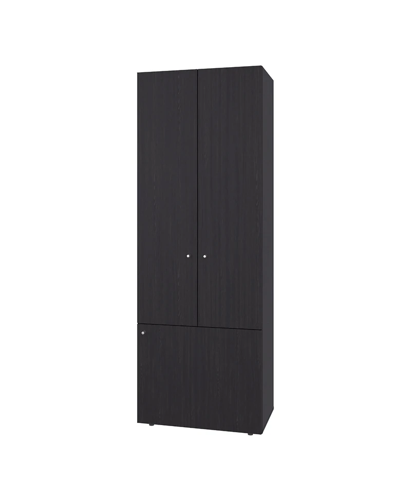 flynama Wenge Tolleson 3 Door Tall Wardrobe Armoire 4 Shelves Hanging Rod Freestanding Storage