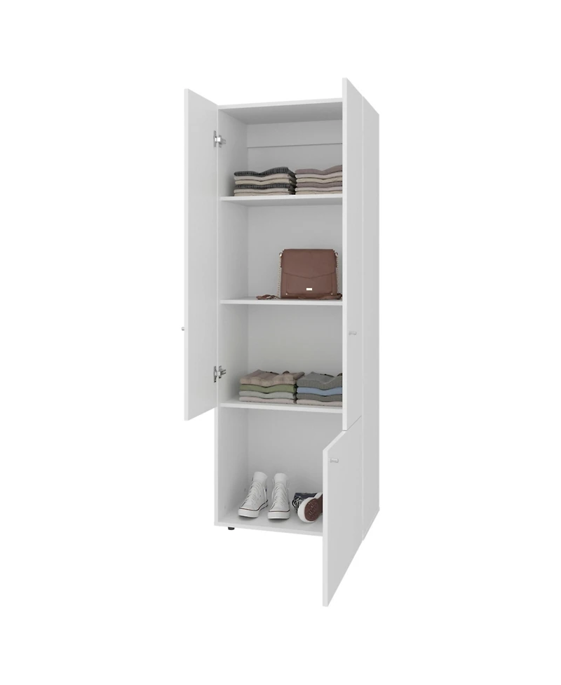 flynama Tolleson 3-Door Tall Wardrobe Armoire 4 Shelves Hanging Rod Freestanding Storage