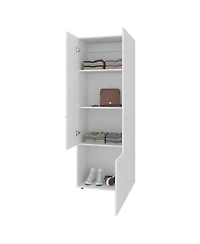 flynama Tolleson 3-Door Tall Wardrobe Armoire 4 Shelves Hanging Rod Freestanding Storage