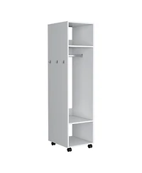 flynama 63inch Armoire with 3 Shelves 1 Mirror 4 Wheels Storage Cabinet