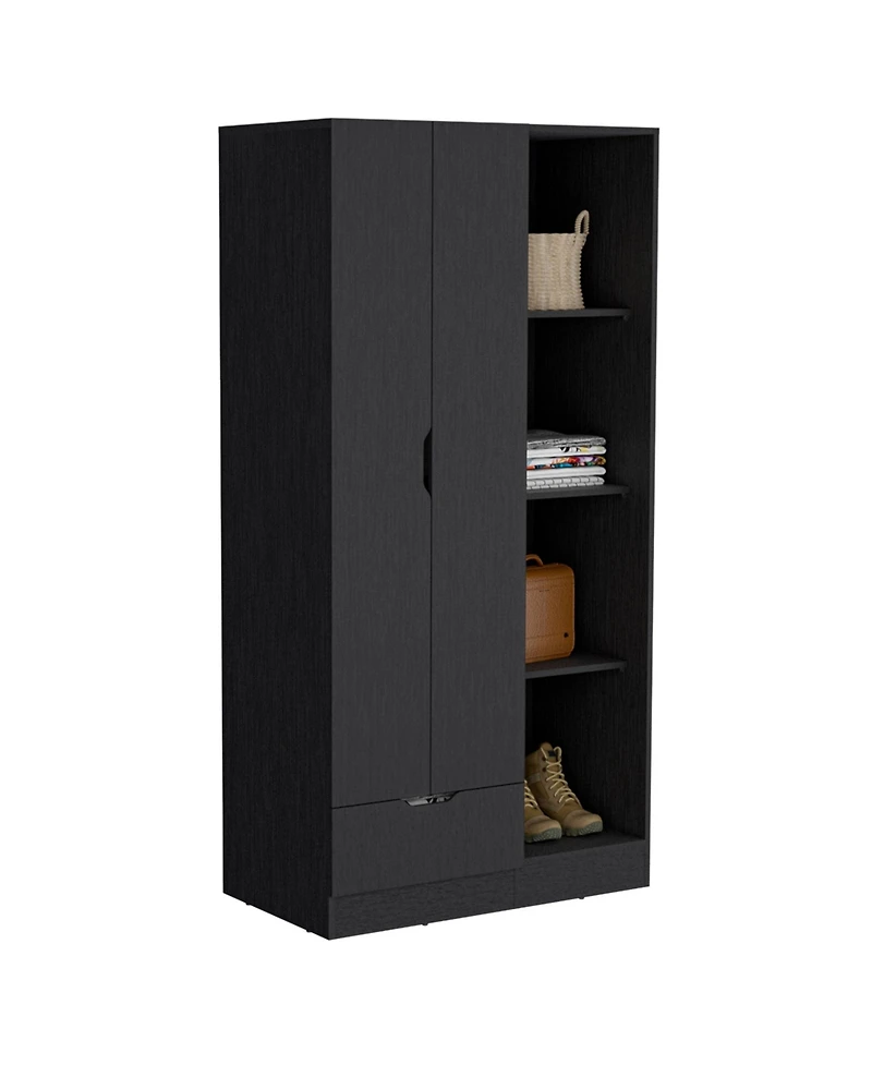 flynama Armoire 71 Inch High with 1 Drawer 4 Tier Open Shelves and 2 Doors