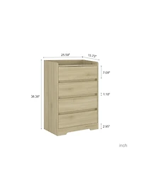 flynama Farmhouse 5 Drawer Dresser Finish Sturdy Construction for Bedroom Living Room Storage