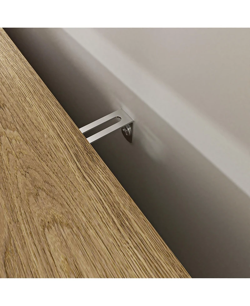 flynama Modern 5 Drawer Dresser Solid Wood Cabinet with Metal Handles for Bedroom Home Office Hallway