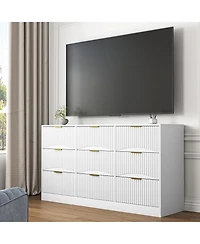 flynama Large 9 Drawer Dresser 63-Inch-Wide Wood with Handles for Bedroom Storage