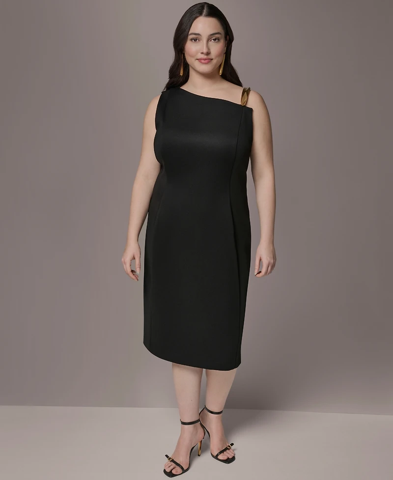 Donna Karan New York Plus One-Shoulder Midi Dress