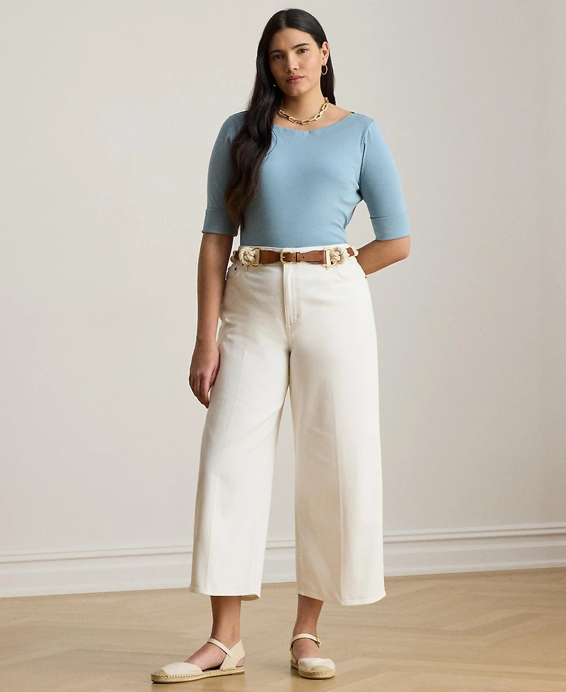 Lauren Ralph Plus Cotton Boatneck T-Shirt