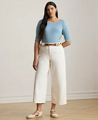 Lauren Ralph Plus Cotton Boatneck T-Shirt
