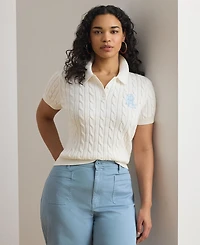 Lauren Ralph Lauren Plus Size Cable-Knit Polo Shirt