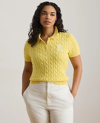 Lauren Ralph Lauren Plus Size Cable-Knit Cotton Polo Sweater