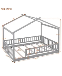 flynama Wood House Bed Fence