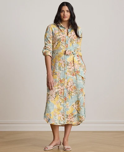 Lauren Ralph Plus Floral Linen Shirtdress