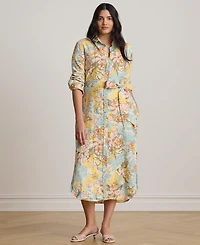 Lauren Ralph Plus Floral Linen Shirtdress