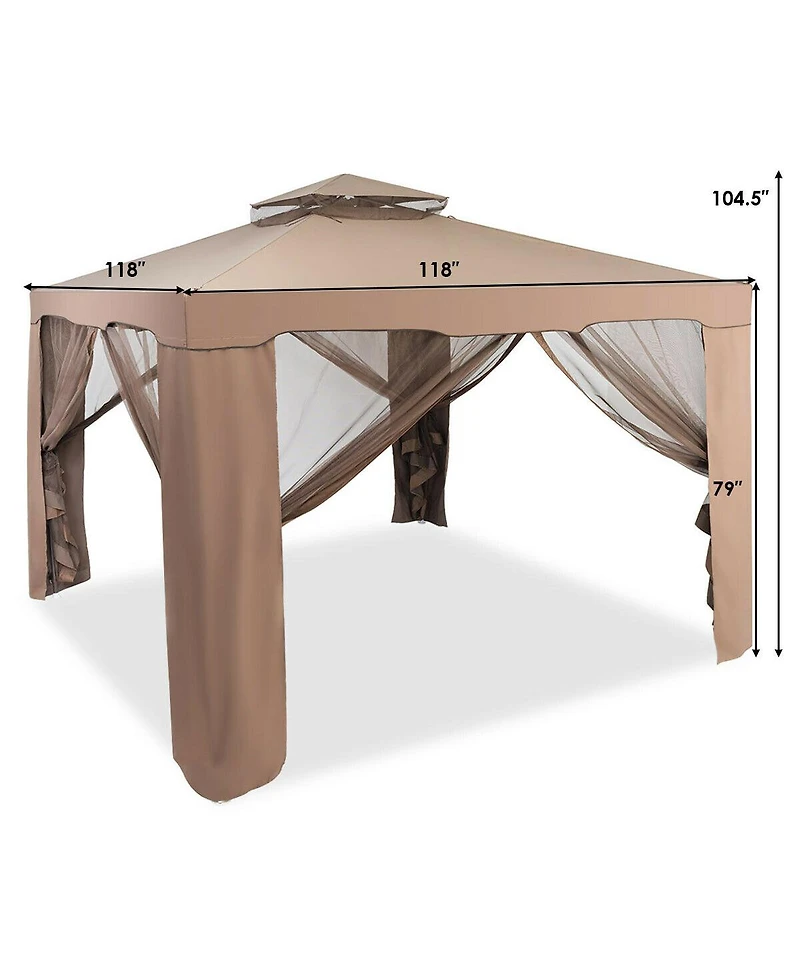 Gymax 10'x 10' Canopy Gazebo Shelter W/Mosquito Netting Outdoor Patio