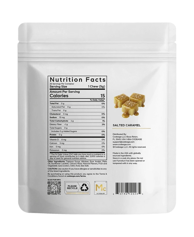 Codeage Miracle Candy Salted Caramel - Sugar-Free Soft Chews - Allulose, Prebiotic Fiber