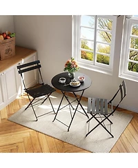 gaomon 3 Piece Foldable Bistro Table and Chairs Set – Indoor/Outdoor Premium Metal Frame Coffee for Garden/Yard