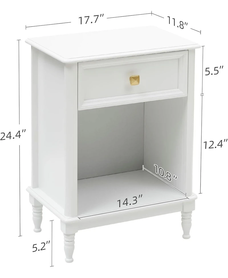 gaomon Wooden Nightstand Set of 2 End Table with Storage Drawer and Opening Shelf Sofa Side Table for Bedroom Living Room