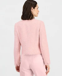 Tahari Asl Women's Fringed Boucle Cropped Jacket