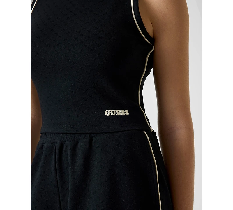 Guess Women's Round Neck Sleeveless Crop Top