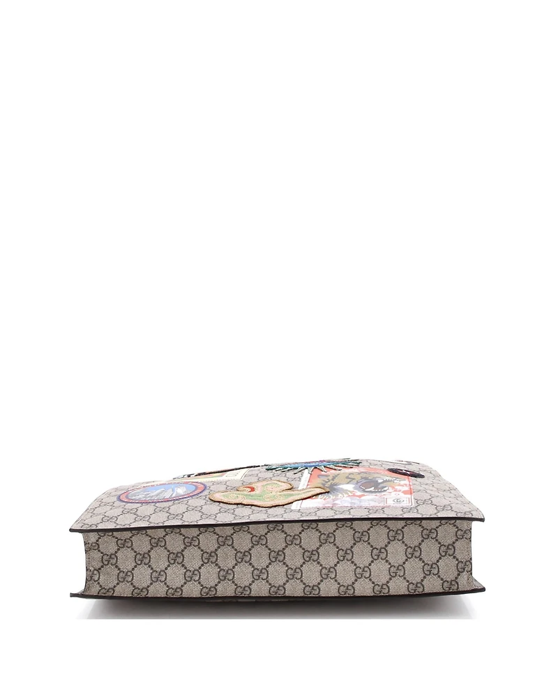 Pre-Owned Gucci North South Courrier Convertible Soft Open Tote Gg Coated Canvas with Applique