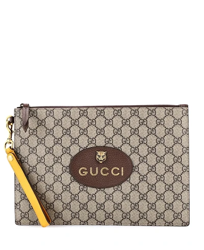 Pre-Owned Gucci Neo Vintage Wristlet Pouch Gg Coated Canvas