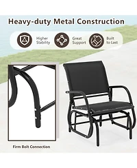 Gymax Rocking Chair w/ Study Metal Frame Comfortable Single Glider Patio Chair