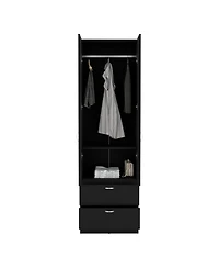 flynama 76 Inch High Armoire Wardrobe Closet with 2 Drawers Double Door Cabinet One Shelf and Hanging Rod Bedroom Clothes Storage Organizer