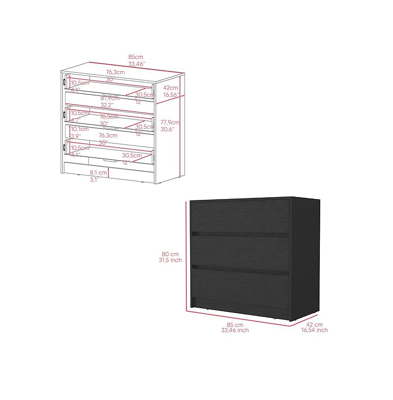 flynama Three Drawer Dresser Modern Wengue Finish Compact Storage Organizer 4.1 inch H 12 inch W for Home Bedroom