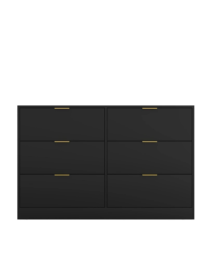 flynama Simply Modern 6 Drawer Dresser Wood for Bedroom Living Room Hallway Entryway