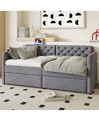 flynama Upholstered Daybed 2 Storage Drawers Usb Charging