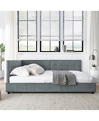 flynama Velvet Tufted Daybed Backrest Armrest