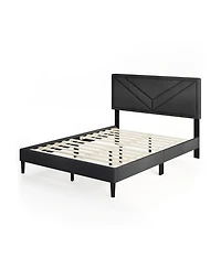 Sugift Upholstered Platform Bed with Tufted Headboard and Slats