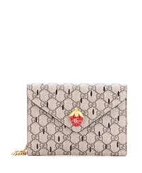 Pre-Owned Gucci Mini Strawberry Wallet on Chain Printed Gg Coated Canvas