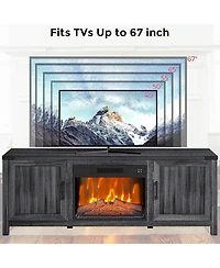 gaomon 67" Fireplace Tv Stand with 23" Electric Fireplace, Modern Farmhouse Entertainment Center with Remote, Adjustable Flame