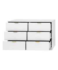 flynama Simply Modern 6 Drawer Dresser for Bedroom Living Room Hallway Entryway