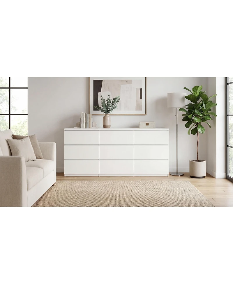 flynama Modern 8 Drawer Dresser with Silver Handles for Bedroom Living Room Storage