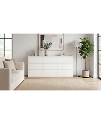flynama Modern 8 Drawer Dresser with Silver Handles for Bedroom Living Room Storage