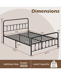 Sugift Bed Frame with Headboard and Under Bed Storage