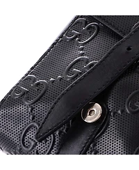 Pre-Owned Gucci Double Belt Bag Gg Embossed Perforated Leather