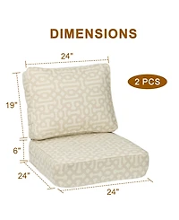 Aoodor Outdoor Patio Chair Cushions Set, Sunbrella Fabric Weather-Resistant Outdoor Cushion with Individual Pocket Springs, Set of 2