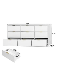 flynama 7 Drawer Dresser with Mirror Wood for Bedroom Vanity Storage Organizer