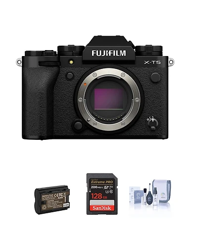 Fujifilm X-T5 Mirrorless Camera, Bundle with 128GB Sd Card, Extra Battery, Cleaning Kit