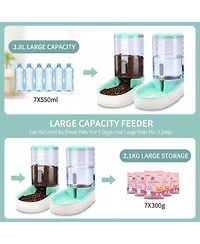 Aronkl Automatic Dog Cat Feeder & Water Dispenser Set Gravity Fed Large Bpa Free