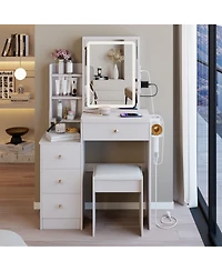 Flynama Elegant Modern Wooden Nightstand with 2 Drawers Finish Bedside Table for Bedroom Living Room