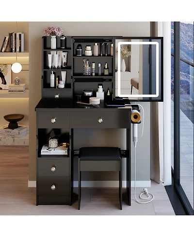 Flynama Small Size Left Drawer Desktop Vanity Table with Minimalist Style for Compact Living