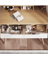 Flynama Versatile Natural Nightstand with Storage Space Modern Bedroom Furniture Bedside End Table