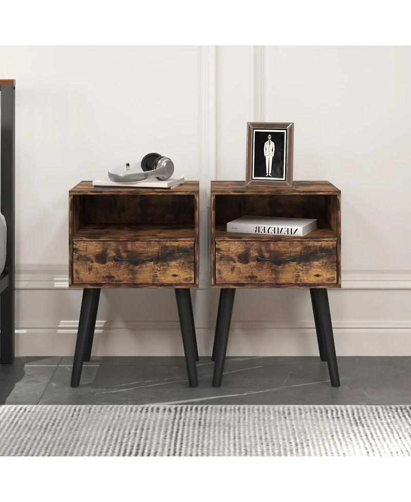 Flynama Luxurious Contemporary Nightstand with Storage Space Glass Top Bedroom Storage Furniture