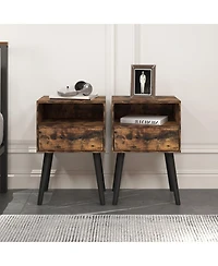 Flynama Luxurious Contemporary Nightstand with Storage Space Glass Top Bedroom Storage Furniture