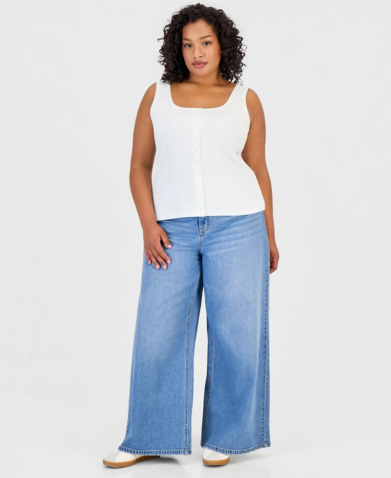 On 34th Trendy Plus Button-Down Ribbed Tank, Macy's Exclusive